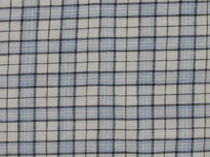 Gurteen Bryson Check Delave Irish Linen, Navy and Sky