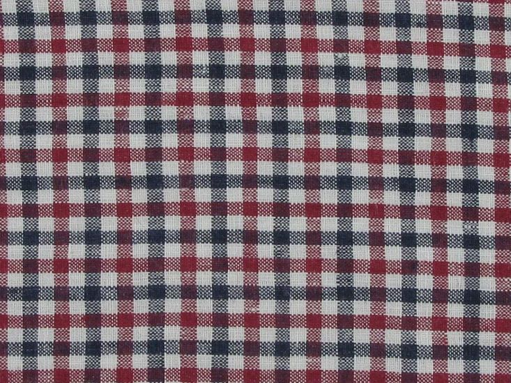 Gurteen Mixed Gingham Delave Irish Linen, Navy Red White