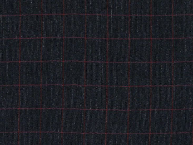 Gurteen Window Check Delave Irish Linen, Navy and Red