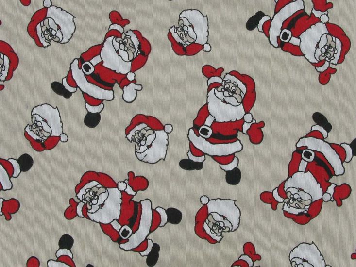 Happy Santa Cotton Rich Panama Canvas, Natural