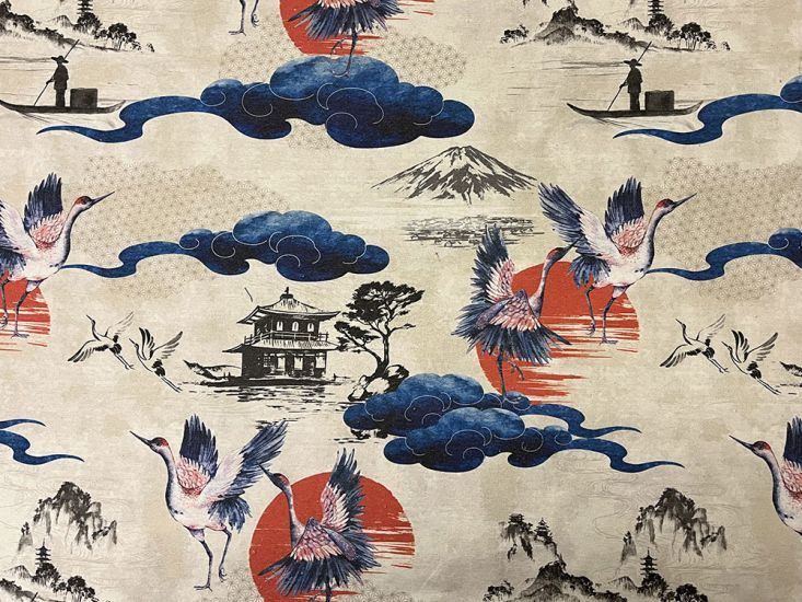 Haruko Crane Cotton Rich Panama Canvas