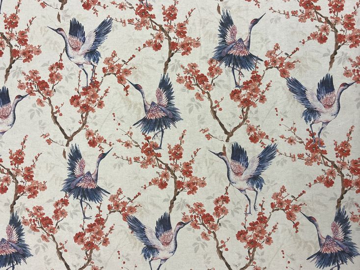 Haruko Cranes Cotton Rich Panama Canvas