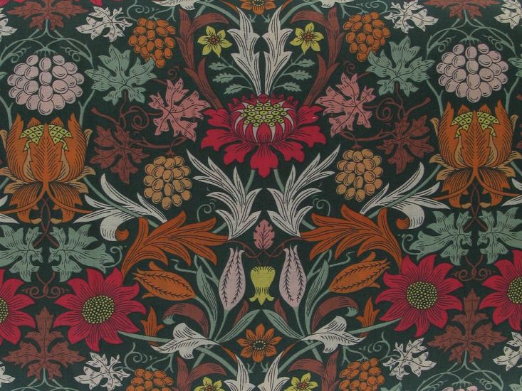 William Harvest Tapestry Cotton Lawn, Forest Green