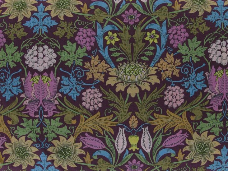 William Harvest Tapestry Cotton Lawn, Plum