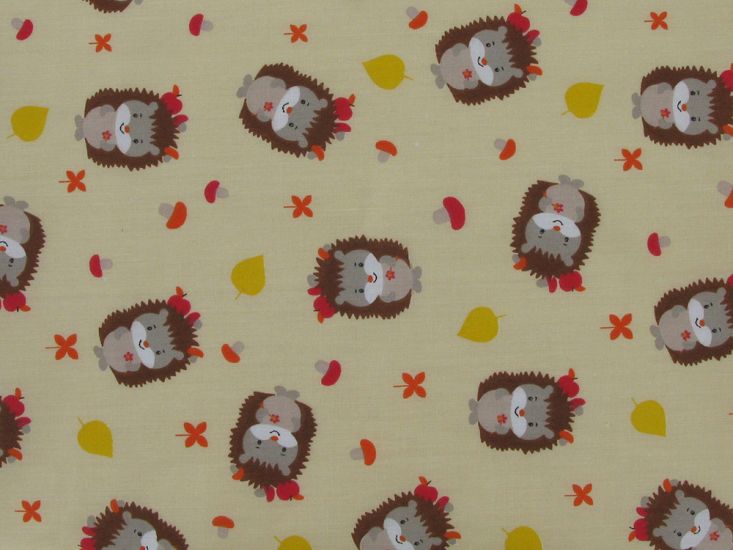 Hattie Hedgehog Polycotton Print, Cream