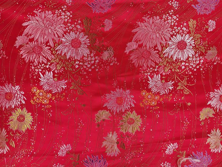 Haujin Chinese Brocade, Bloom, Red