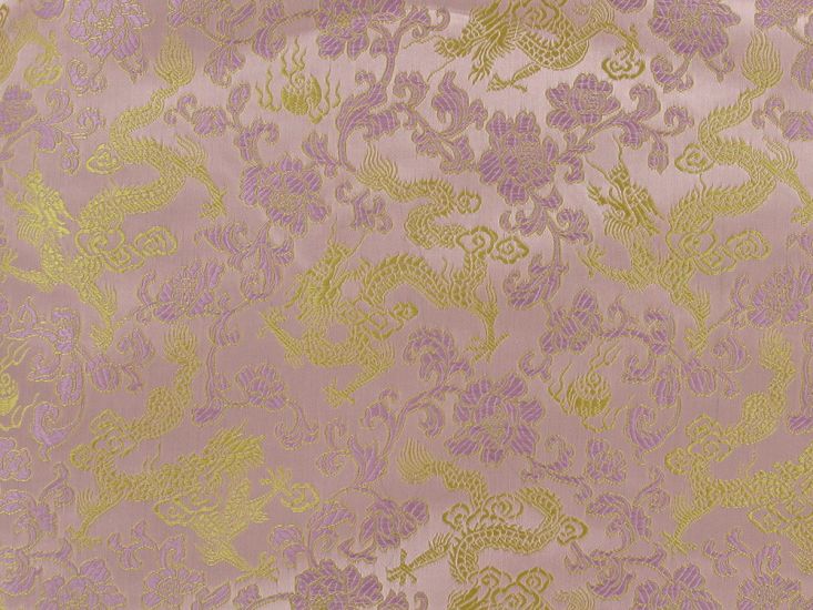 Haujin Chinese Brocade, Dragons, Pink