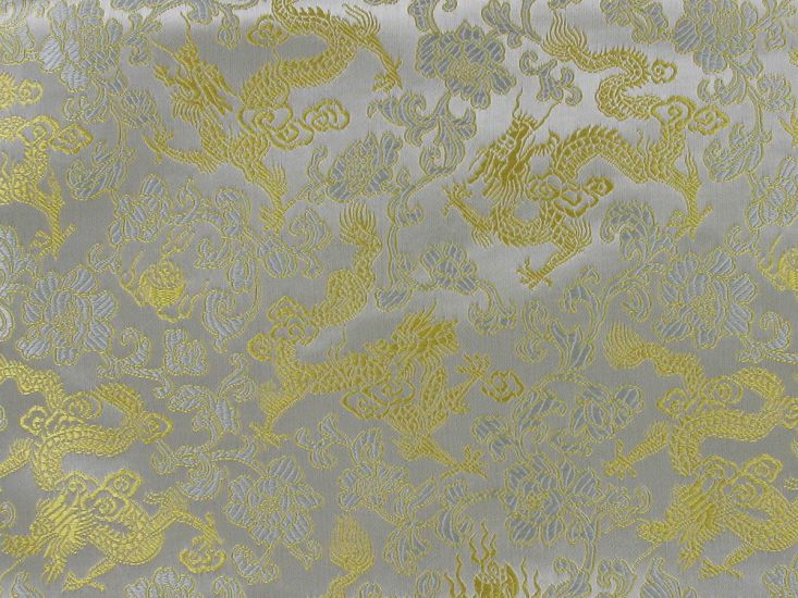 Haujin Chinese Brocade, Dragons, Yellow