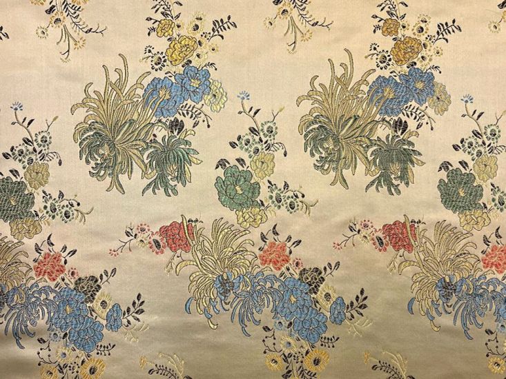 Haujin Chinese Brocade, Flower, Champagne