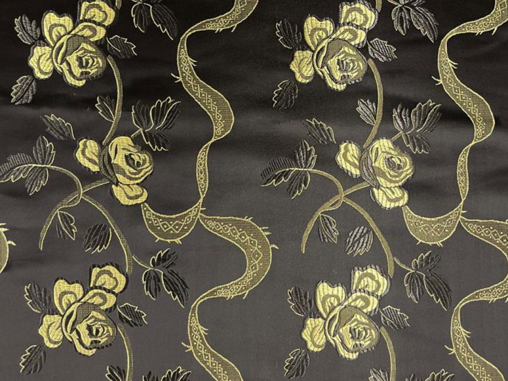 Haujin Chinese Brocade, Rose, Black