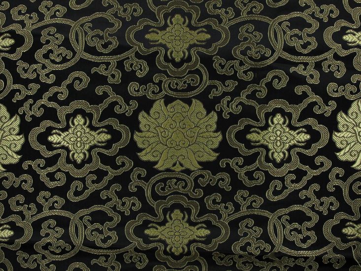 Haujin Chinese Brocade, Royal Motif, Black