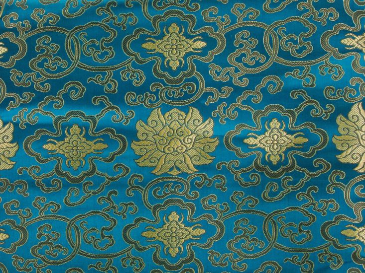 Haujin Chinese Brocade, Royal Motif, Teal