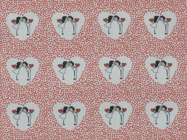 Hearts and Kisses Cotton Print