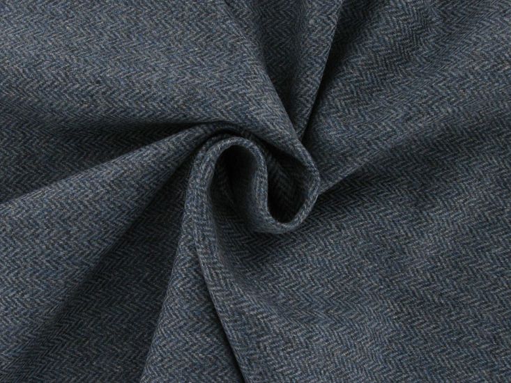 Herringbone Coating Wool, Steel Blue