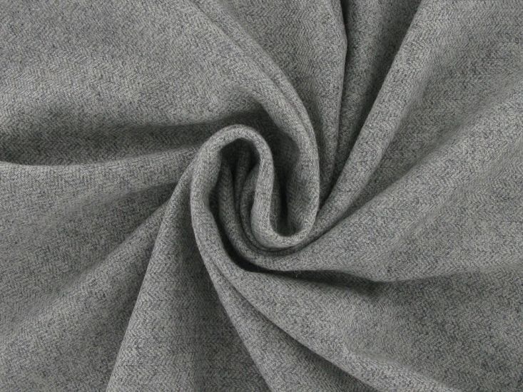Herringbone Tweed Wool Blend, Grey