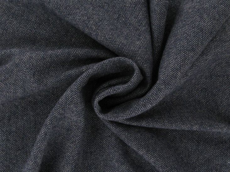 Herringbone Tweed Wool Blend, Navy