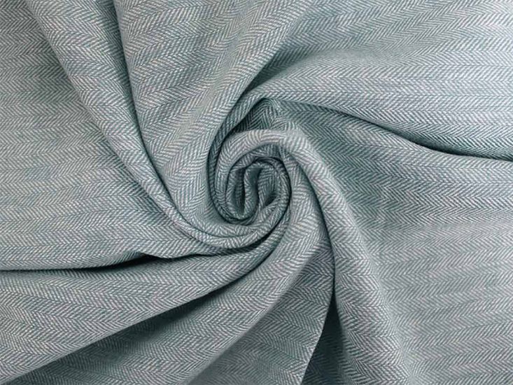 Herringbone Woven Cotton Linen Blend, Sea Green