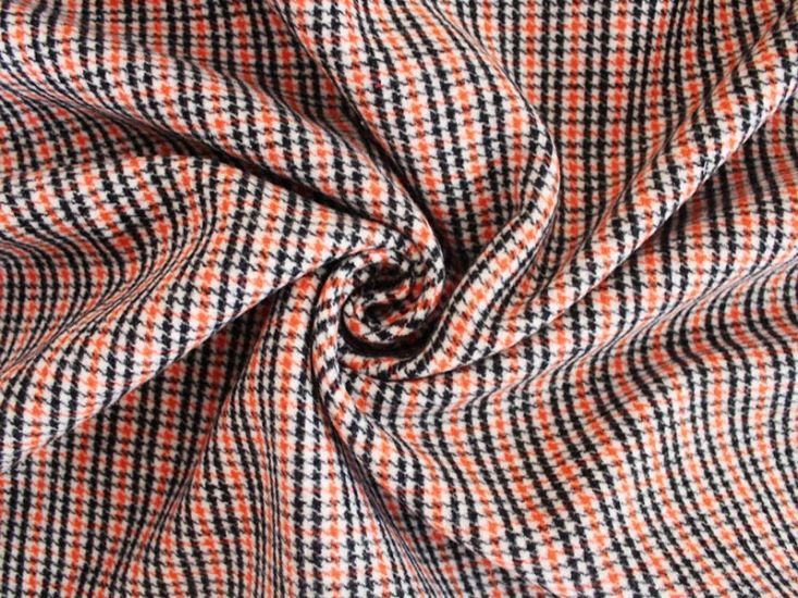 Houndstooth Brushed Wool Blend, Orange