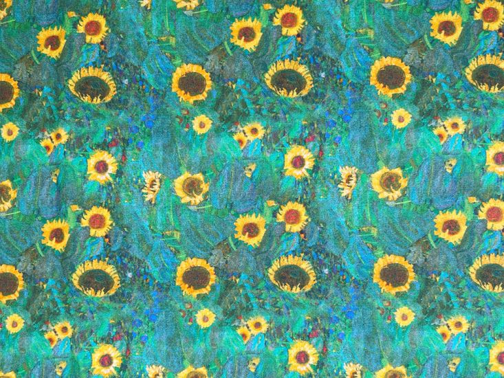 Iconic Art Cotton Print, Klimts Sunflowers