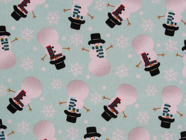 Icy Snowman Christmas Cotton Print