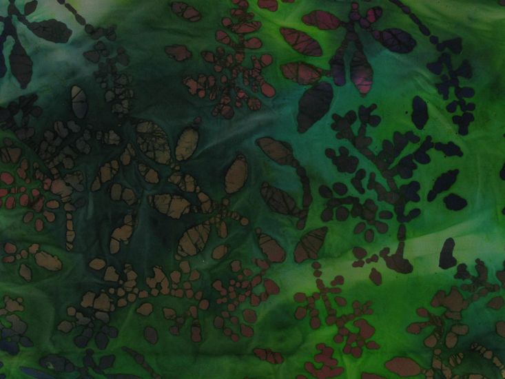 Indian Batik Cotton, Amber Vines, Green
