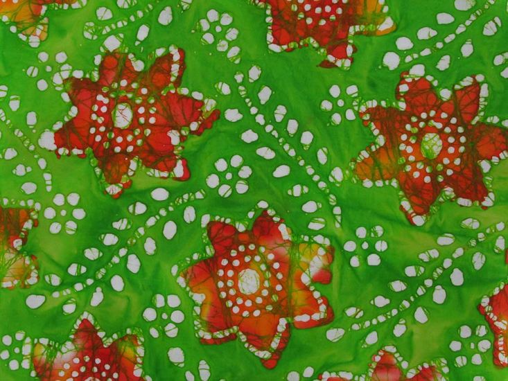 Indian Batik Cotton, Bold Flora, Lime