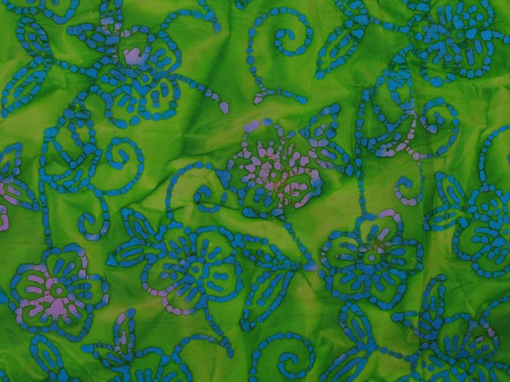 Indian Batik Cotton, Botanic Swirl, Emerald