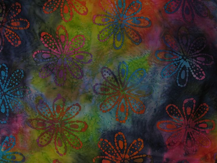 Indian Batik Cotton, Floral Starburst, Argon