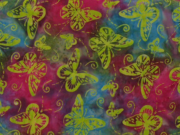 Indian Batik Cotton, Flutterberry Swirl, Berry