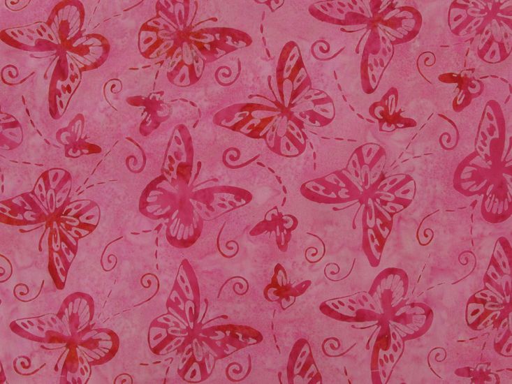 Indian Batik Cotton, Flutterberry Swirl, Pink