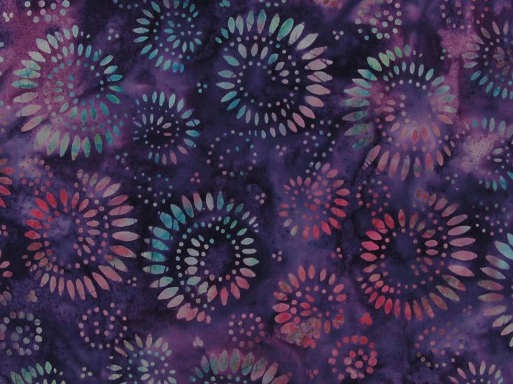 Indian Batik Cotton, Galactic Bloom, Purple