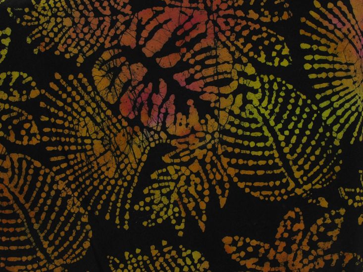 Indian Batik Cotton, Jungle Leaves, Mango
