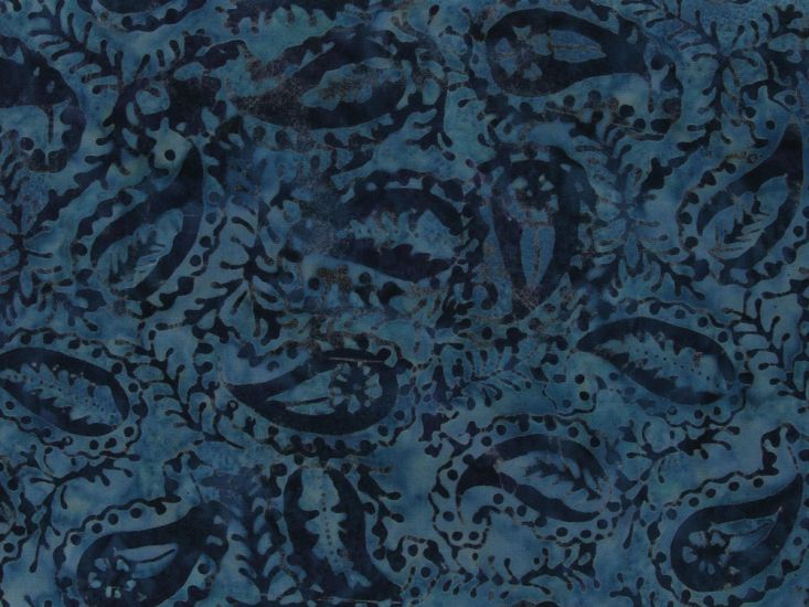Indian Batik Cotton, Tide Paisley, Ocean