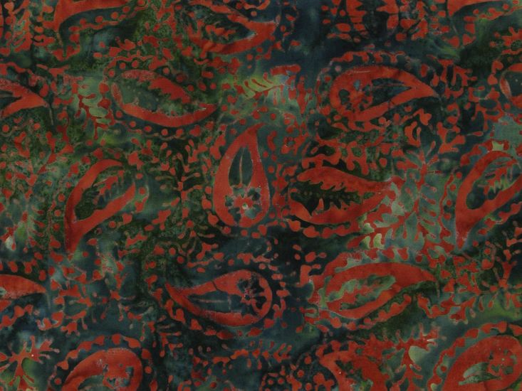 Indian Batik Cotton, Tide Paisley, Seaweed