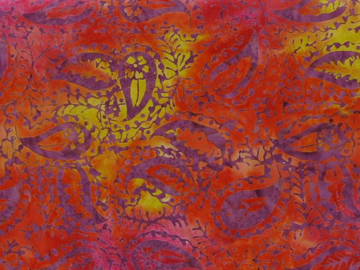 Indian Batik Cotton, Tide Paisley, Sunset