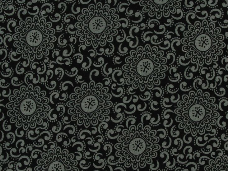Indigo Bloom Swirl Viscose Print, Mint