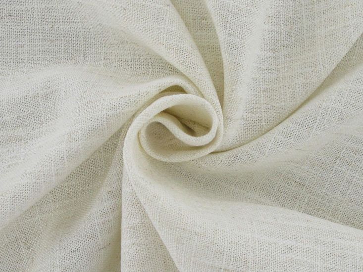 Indus Chalk Linen Blend Curtain Fabric, Marshmallow