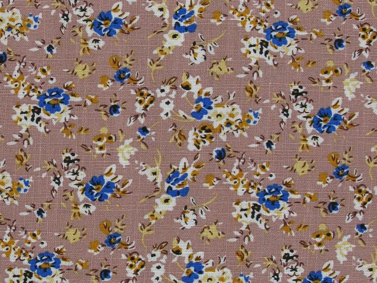 Iris Flowers Printed Rayon Linen Print, Rose