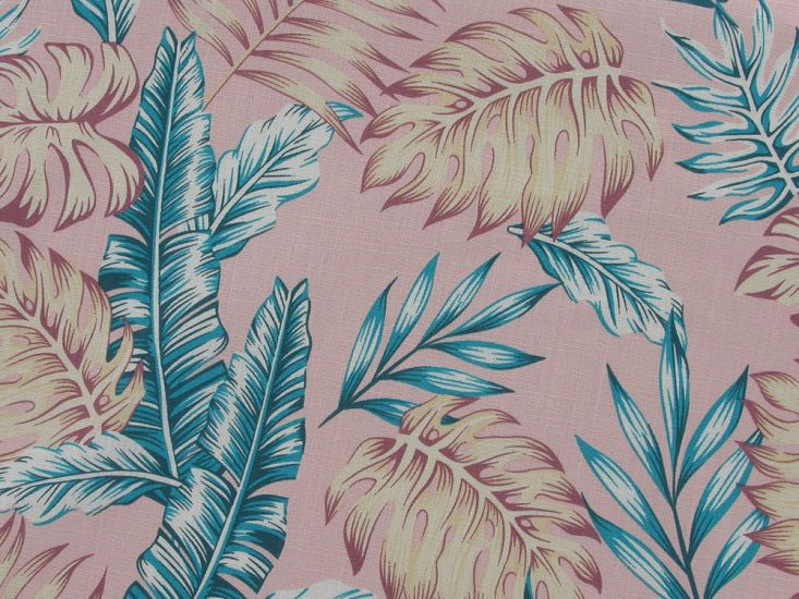 Island Palm Trees Stretch Cotton Linen Print, Cotton Candy