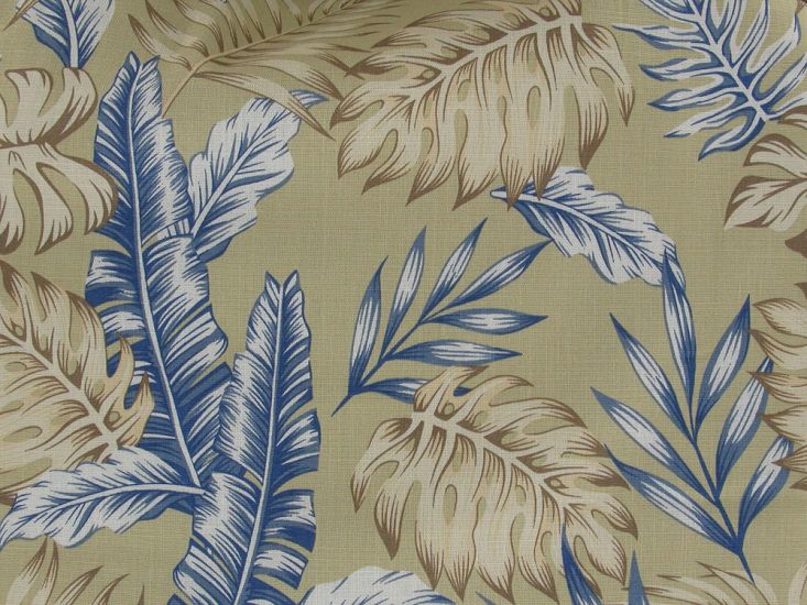 Island Palm Trees Stretch Cotton Linen Print, Golden Sand