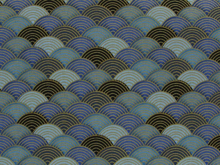 Isumi Japanese Foil Cotton Print, Twilight Waves, Ocean