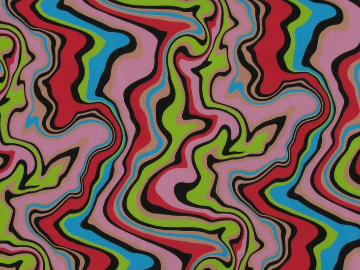 Jazz Swirls Viscose Challis Print, Pink