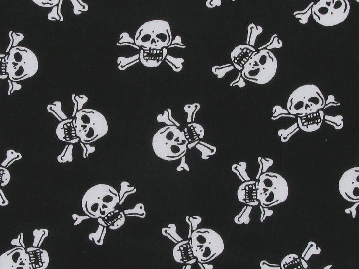 Jolly Roger Polycotton Print, Black