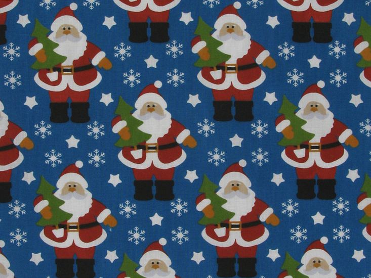 Joyful Santa Polycotton Print, Night