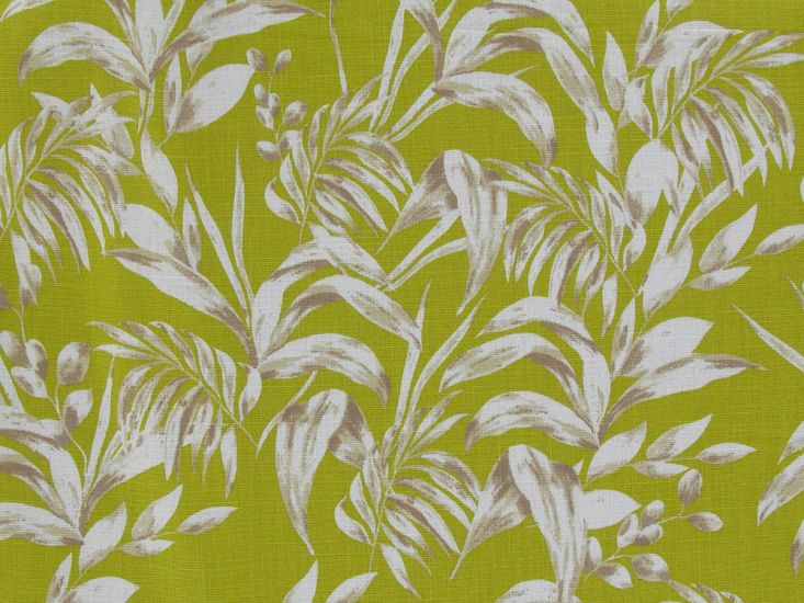Jungle Leaf Stretch Cotton Linen Print, Chartreuse