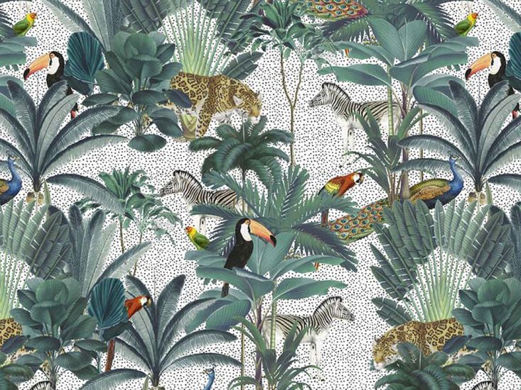 Jungle Prowl Cotton Print, Ivory