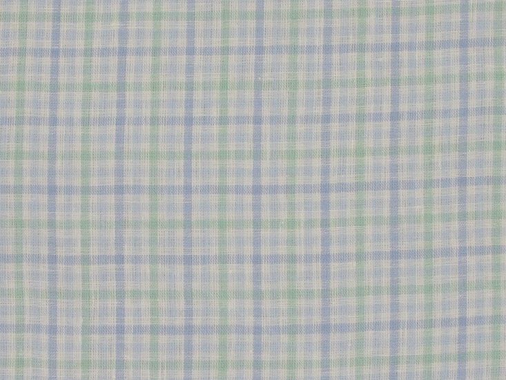 Katesbridge Mixed Gingham Irish Linen, Mint Sky