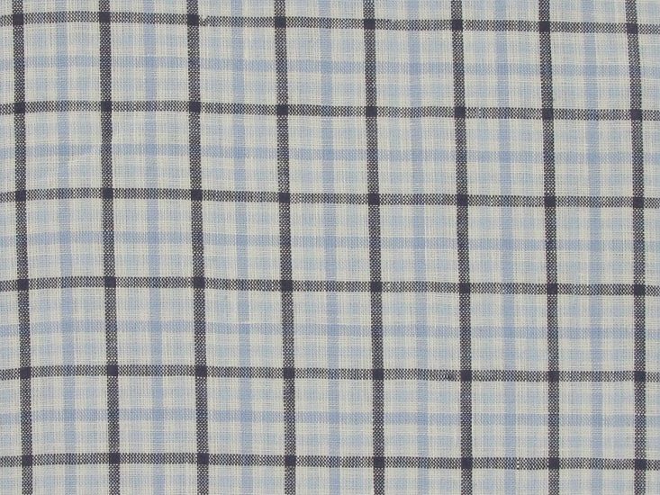 Katesbridge Mixed Gingham Irish Linen, Navy Sky