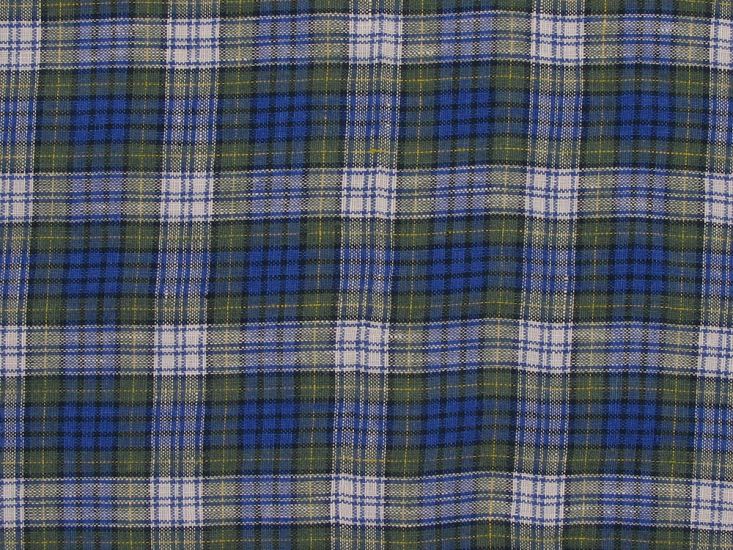 Keady Baron Plaid Irish Linen, Blue White Green