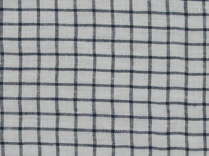 Keady Graph Check Irish Linen, Navy